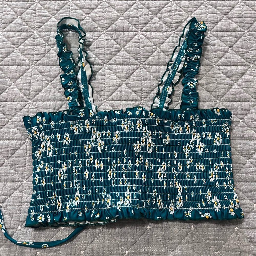 Zaful Flower Drawstring Cutout String Bikini Top - image 1